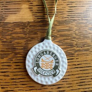 Longaberger Golf Club White Ornament with Green Ribbon